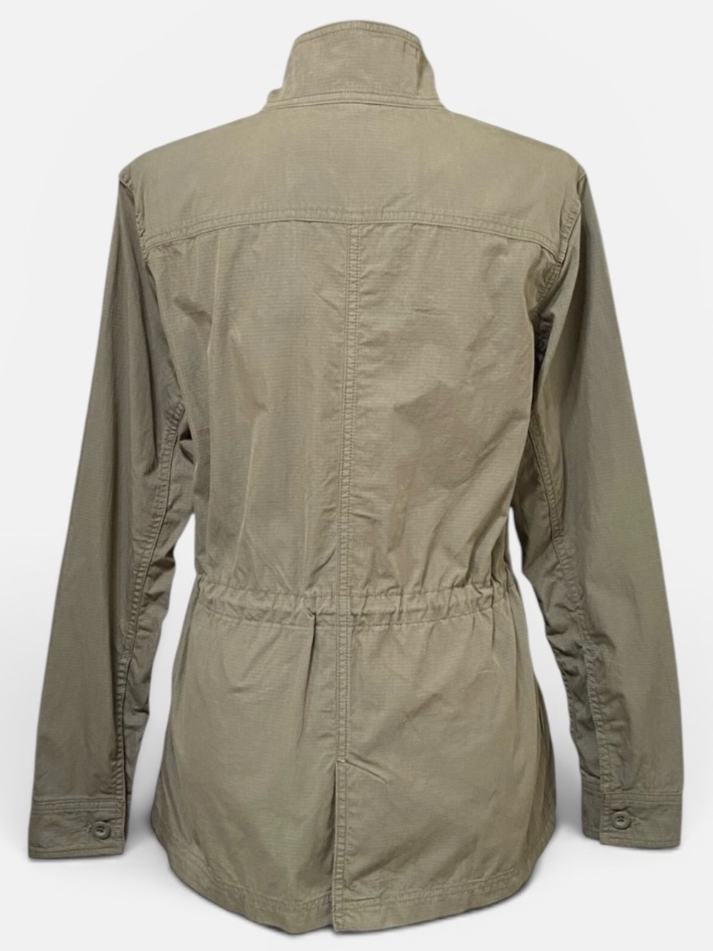 Eddie Bauer Army Green Utility Jacket Drawstring Waist Lightweight Size Medium - Picture 5 of 8
